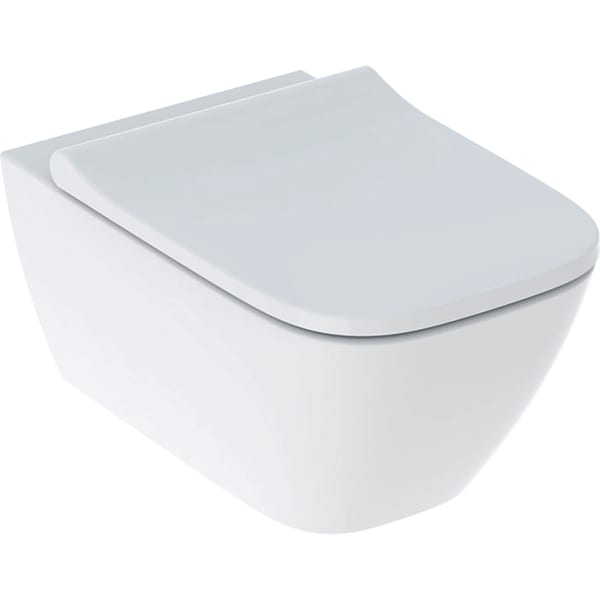 GEBERIT Smyle Square Set závěsný klozetový uzávěr, uzavřený keramický design, Rimfree, s klozetovým sedátkem, překrývací víko #500.683.00.2 - bílá