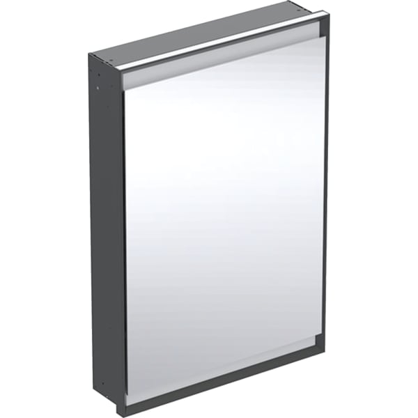 GEBERIT Zrcadlová skříňka Geberit ONE s ComfortLight a jedněmi dvířky, podomítková montáž, výška 90 cm Černá matná / Hliník s práškovou barvou #505.801.00.7