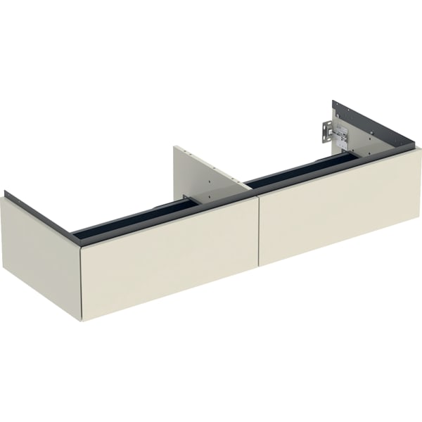 GEBERIT Skříňka pro umyvadlo na desku Geberit ONE, se dvěma zásuvkami Písková šedá / Lakované s vysokým leskem #505.076.00.4