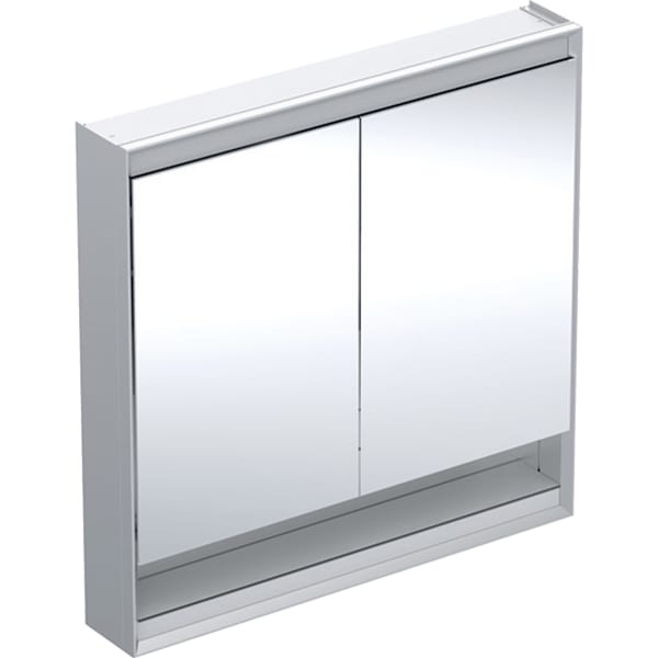 GEBERIT Zrcadlová skříňka Geberit ONE s nikou a ComfortLight, dvě dvířka, montáž na omítku, výška 90 cm Hliník eloxovaný #505.833.00.1