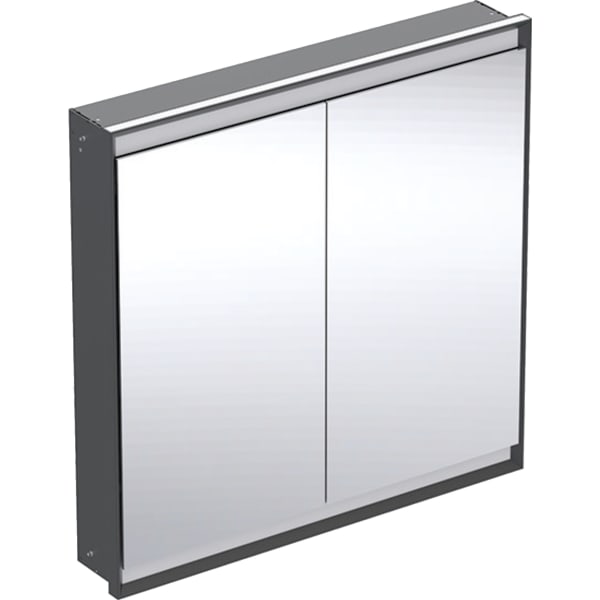 GEBERIT Zrcadlová skříňka Geberit ONE s ComfortLight, dvě dvířka, podomítková montáž, výška 90 cm Černá matná / Hliník s práškovou barvou #505.803.00.7