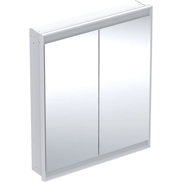 GEBERIT Zrcadlová skříňka Geberit ONE s ComfortLight, dvě dvířka, podomítková montáž, výška 90 cm Bílá / Hliník s práškovou barvou #505.802.00.2