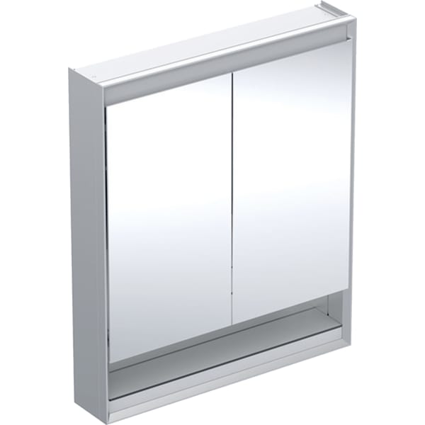GEBERIT Zrcadlová skříňka Geberit ONE s nikou a ComfortLight, dvě dvířka, montáž na omítku, výška 90 cm Hliník eloxovaný #505.832.00.1