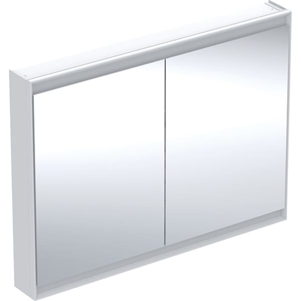 GEBERIT Zrcadlová skříňka Geberit ONE s ComfortLight, dvě dvířka, montáž na omítku, výška 90 cm Bílá / Hliník s práškovou barvou #505.815.00.2