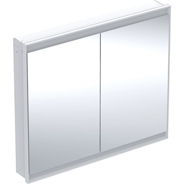 GEBERIT Zrcadlová skříňka Geberit ONE s ComfortLight, dvě dvířka, podomítková montáž, výška 90 cm Bílá / Hliník s práškovou barvou #505.804.00.2