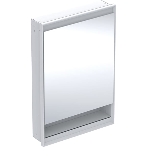 GEBERIT Zrcadlová skříňka Geberit ONE s nikou a ComfortLight, s jedněmi dvířky, podomítková montáž, výška 90 cm Bílá / Hliník s práškovou barvou #505.821.00.2