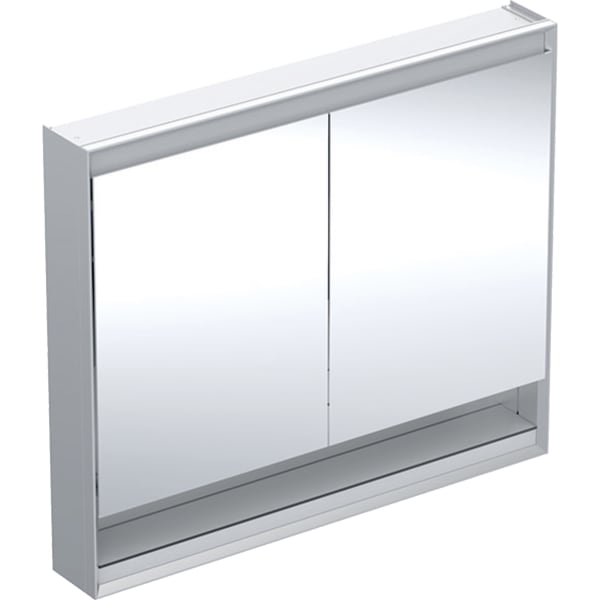 GEBERIT Zrcadlová skříňka Geberit ONE s nikou a ComfortLight, dvě dvířka, montáž na omítku, výška 90 cm Hliník eloxovaný #505.834.00.1