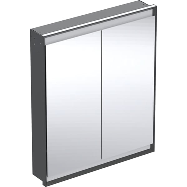 GEBERIT Zrcadlová skříňka Geberit ONE s ComfortLight, dvě dvířka, podomítková montáž, výška 90 cm Černá matná / Hliník s práškovou barvou #505.802.00.7