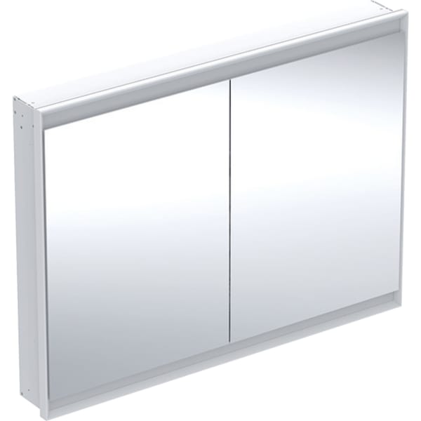 GEBERIT Zrcadlová skříňka Geberit ONE s ComfortLight, dvě dvířka, podomítková montáž, výška 90 cm Bílá / Hliník s práškovou barvou #505.805.00.2