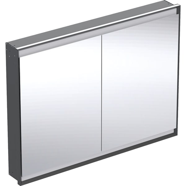 GEBERIT Zrcadlová skříňka Geberit ONE s ComfortLight, dvě dvířka, podomítková montáž, výška 90 cm Černá matná / Hliník s práškovou barvou #505.805.00.7