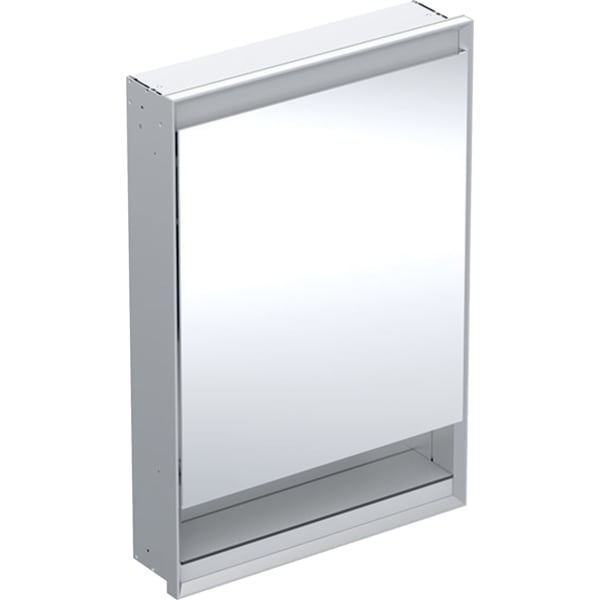 GEBERIT Zrcadlová skříňka Geberit ONE s nikou a ComfortLight, s jedněmi dvířky, podomítková montáž, výška 90 cm Hliník eloxovaný #505.821.00.1