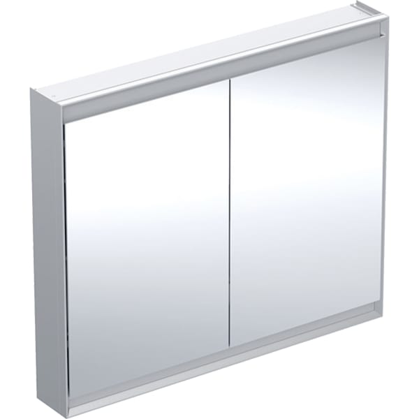 GEBERIT Zrcadlová skříňka Geberit ONE s ComfortLight, dvě dvířka, montáž na omítku, výška 90 cm Hliník eloxovaný #505.814.00.1
