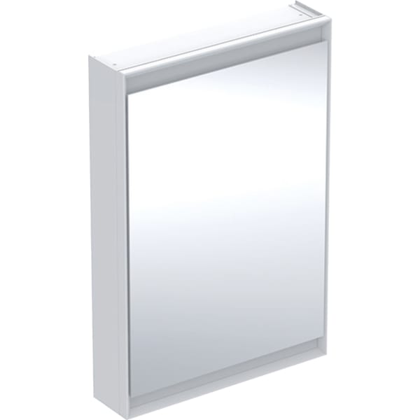 GEBERIT Zrcadlová skříňka Geberit ONE s ComfortLight a jedněmi dvířky, montáž na omítku, výška 90 cm Bílá / Hliník s práškovou barvou #505.811.00.2