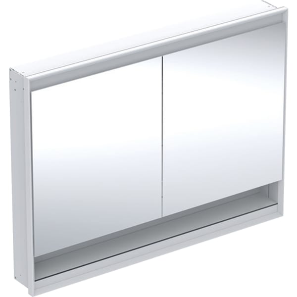 GEBERIT Zrcadlová skříňka Geberit ONE s nikou a ComfortLight, dvě dvířka, podomítková montáž, výška 90 cm Bílá / Hliník s práškovou barvou #505.825.00.2