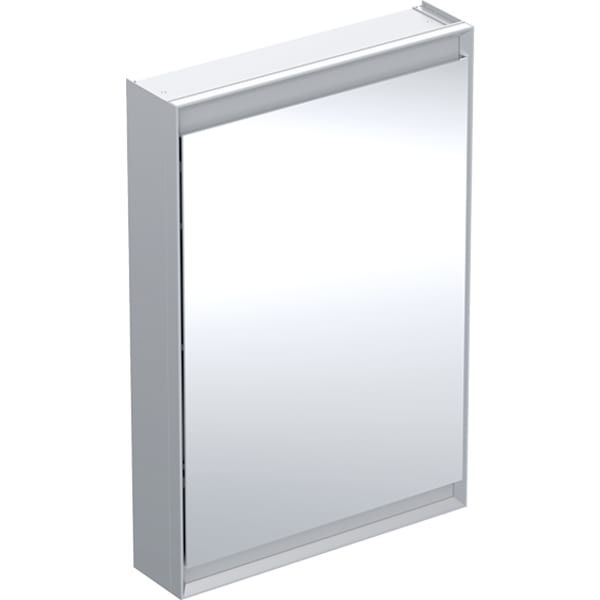 GEBERIT Zrcadlová skříňka Geberit ONE s ComfortLight a jedněmi dvířky, montáž na omítku, výška 90 cm Hliník eloxovaný #505.810.00.1