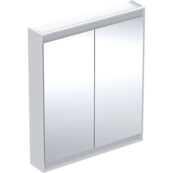 GEBERIT Zrcadlová skříňka Geberit ONE s ComfortLight, dvě dvířka, montáž na omítku, výška 90 cm Bílá / Hliník s práškovou barvou #505.812.00.2