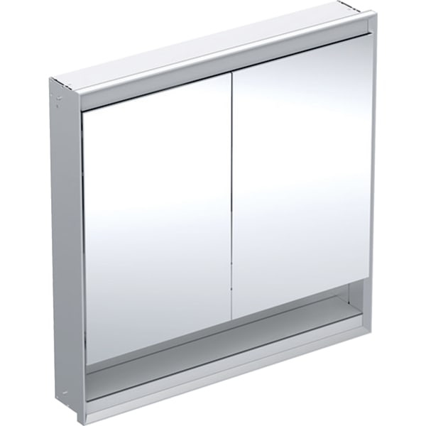 GEBERIT Zrcadlová skříňka Geberit ONE s nikou a ComfortLight, dvě dvířka, podomítková montáž, výška 90 cm Hliník eloxovaný #505.823.00.1