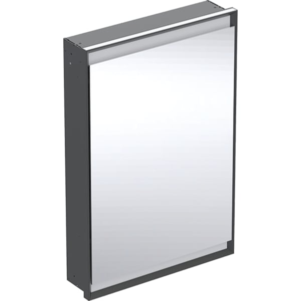 GEBERIT Zrcadlová skříňka Geberit ONE s ComfortLight a jedněmi dvířky, podomítková montáž, výška 90 cm Černá matná / Hliník s práškovou barvou #505.800.00.7
