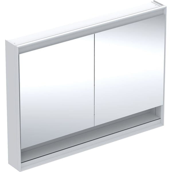 GEBERIT Zrcadlová skříňka Geberit ONE s nikou a ComfortLight, dvě dvířka, montáž na omítku, výška 90 cm Bílá / Hliník s práškovou barvou #505.835.00.2
