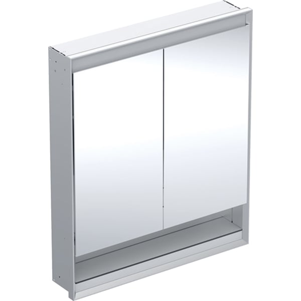 GEBERIT Zrcadlová skříňka Geberit ONE s nikou a ComfortLight, dvě dvířka, podomítková montáž, výška 90 cm Hliník eloxovaný #505.822.00.1