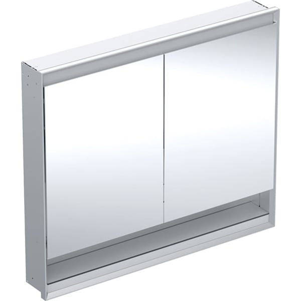 GEBERIT Zrcadlová skříňka Geberit ONE s nikou a ComfortLight, dvě dvířka, podomítková montáž, výška 90 cm Hliník eloxovaný #505.824.00.1