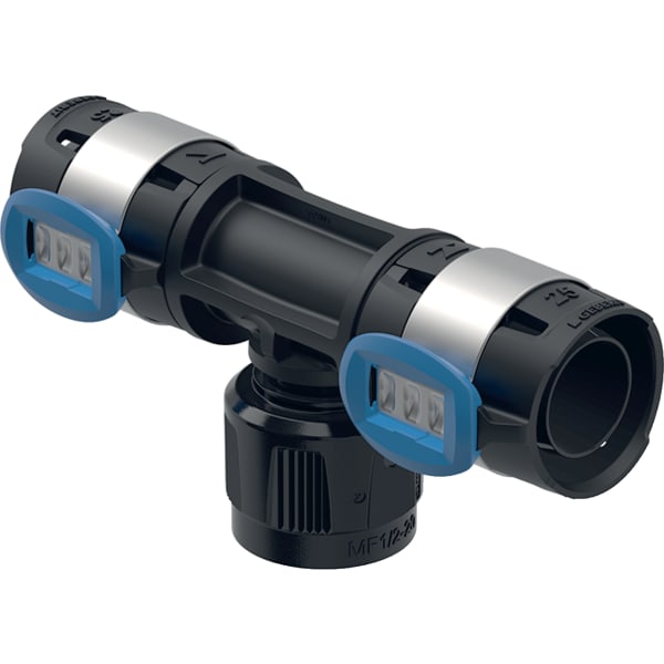 GEBERIT T tvarovka Geberit FlowFit přechodová s MasterFix, průchozí #620.381.00.1