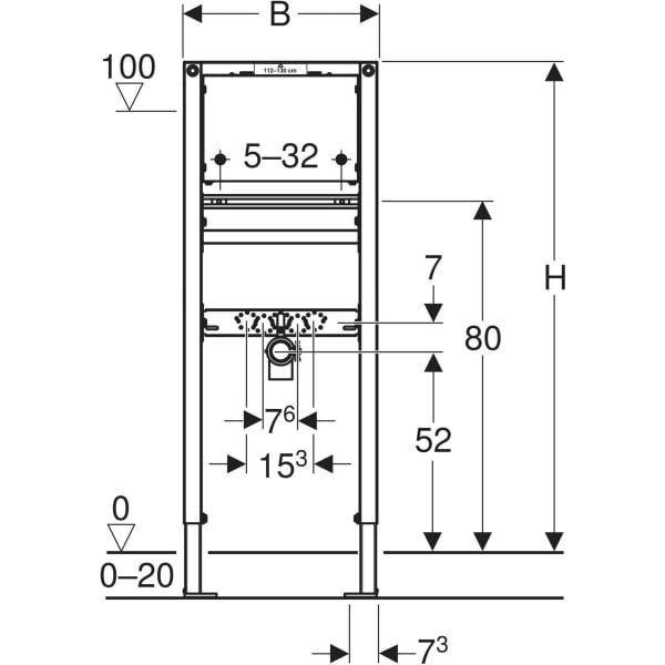 GEBERIT Montážní prvek Geberit Duofix pro umyvadlo, 112–130 cm, úzké provedení, nástěnná armatura pod omítku #111.274.00.1