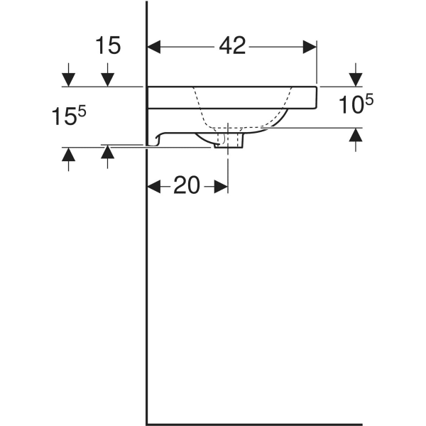 GEBERIT Umyvadlo Geberit iCon Light, zkrácené vyložení Bílá / KeraTect #501.841.00.6