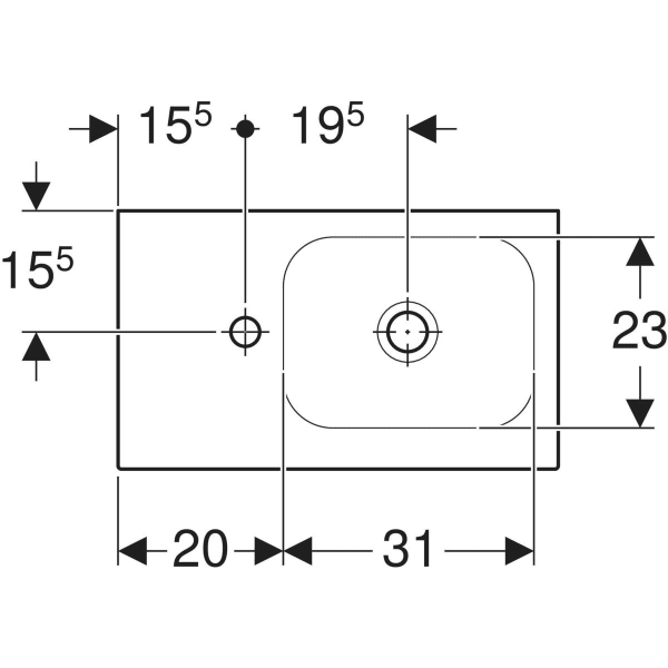 GEBERIT Umývátko Geberit iCon Light s odkládací plochou Bílá / Matný #501.833.JT.1