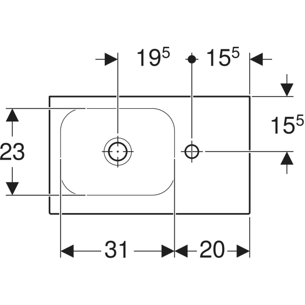 GEBERIT Umývátko Geberit iCon Light s odkládací plochou Bílá / Matný #501.832.JT.1