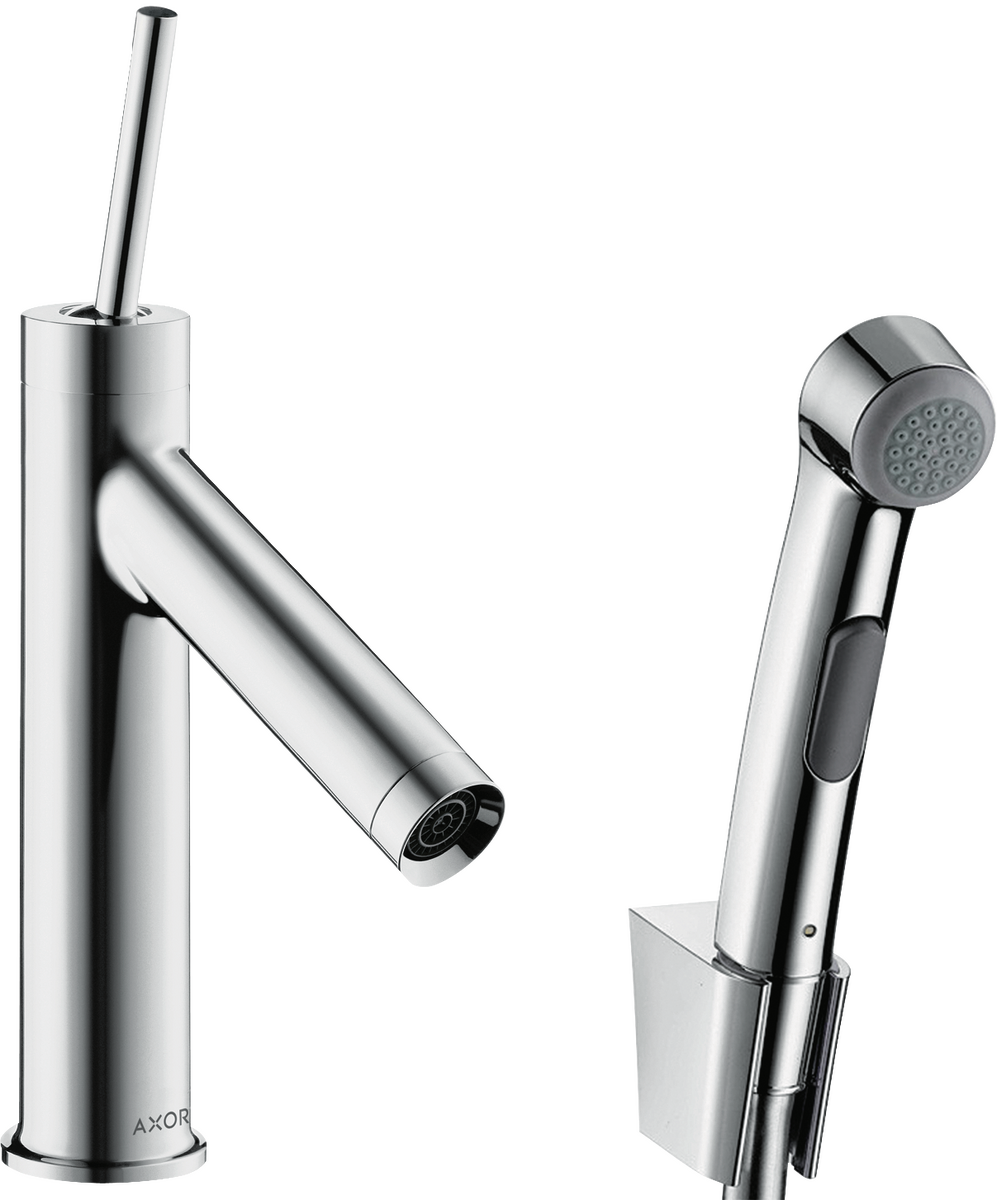HANSGROHE AXOR Starck Páková umyvadlová baterie 90 s ruční sprchou Bidette a sprchovou hadicí 1,60 m #10300000 - chrom