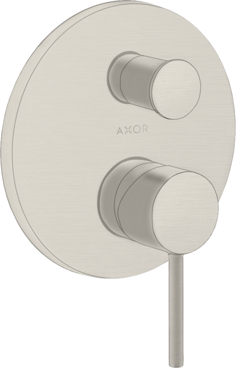 HANSGROHE AXOR Starck skrytá jednopáková vanová baterie s kolíkovou rukojetí a integrovanou bezpečnostní kombinací podle EN1717 #10418800 - nerezová ocel Optic