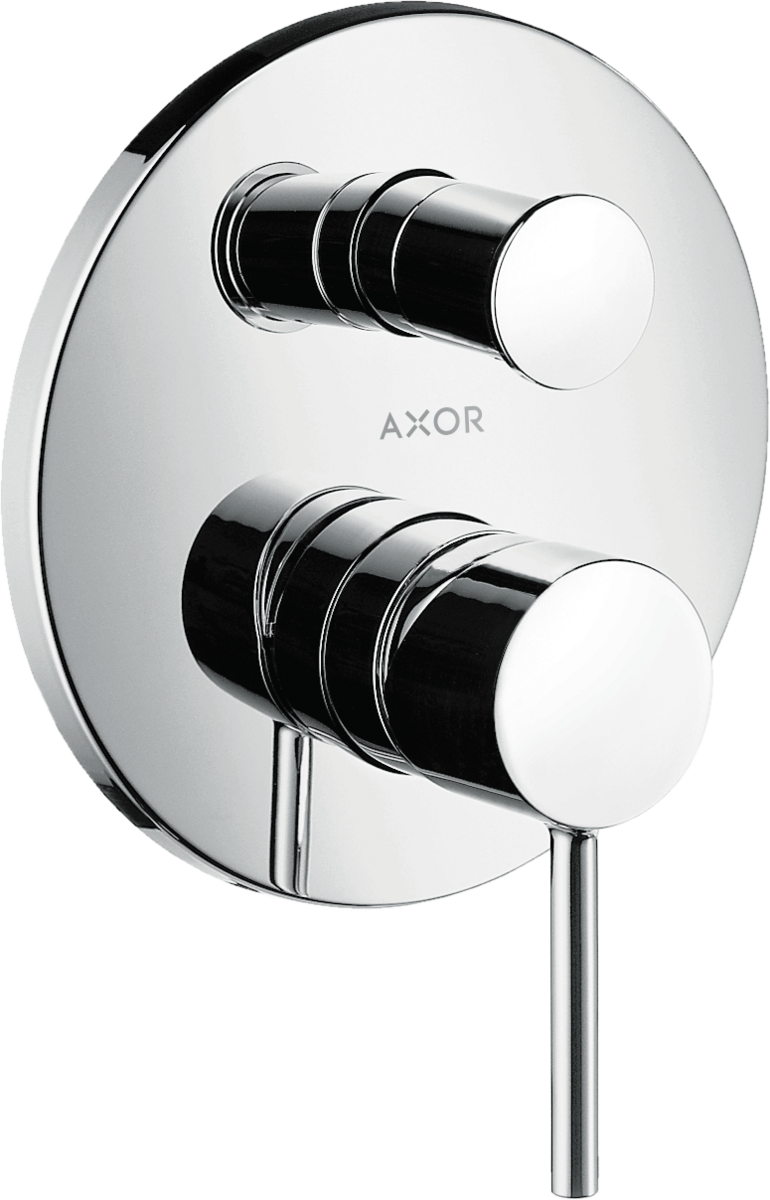 HANSGROHE AXOR Starck Páková vanová baterie s podomítkovou instalací, s kolíkovou rukojetí a se zabudovanou bezpečnostní kombinací podle EN1717 #10418000 - chrom