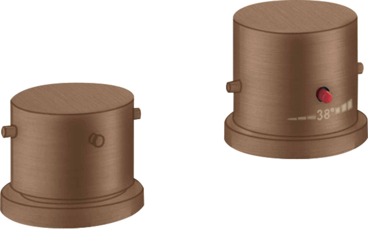 HANSGROHE AXOR Starck 2-otvorová vanová okrajová baterie s termostatem a nulovými rukojeťmi #10480310 - Brushed Red Gold