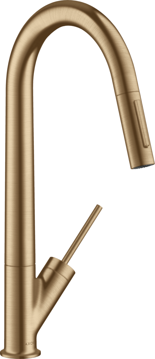 HANSGROHE Jednopáková kuchyňská baterie AXOR Starck 270 s výsuvným postřikovačem #10821140 - kartáčovaný bronz