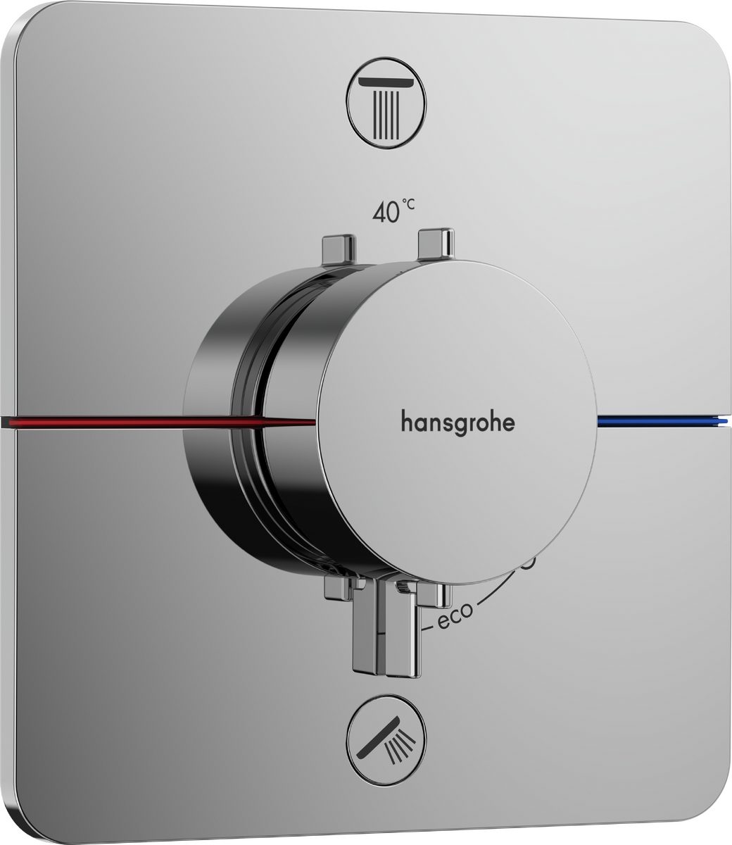HANSGROHE ShowerSelect Comfort Q Termostat pod omítku pro 2 spotřebiče se zabudovanou bezpečnostní kombinací podle EN1717 #15586000 - chrom