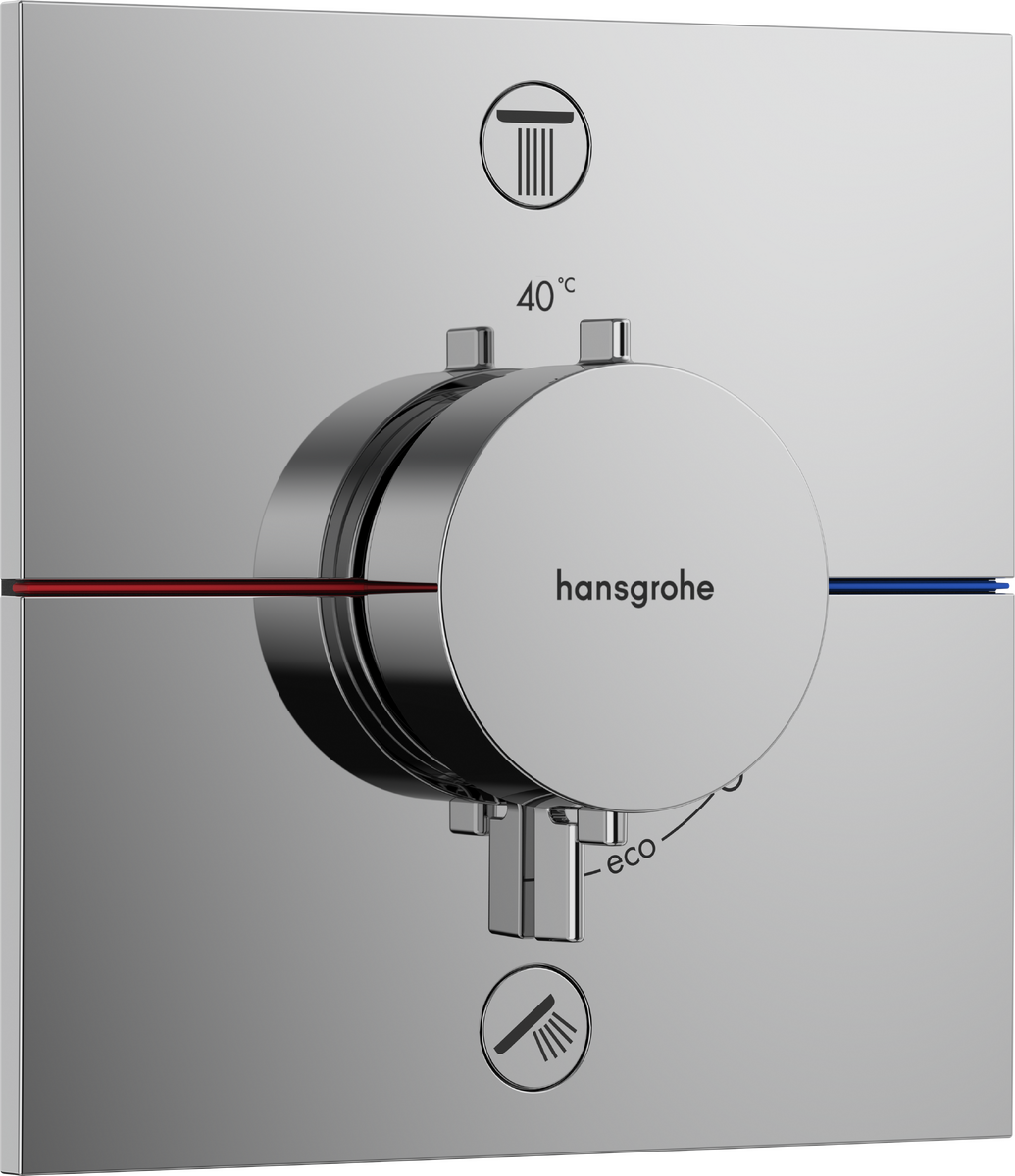 HANSGROHE ShowerSelect Comfort E Termostat pod omítku pro 2 spotřebiče se zabudovanou bezpečnostní kombinací podle EN1717 #15578000 - chrom