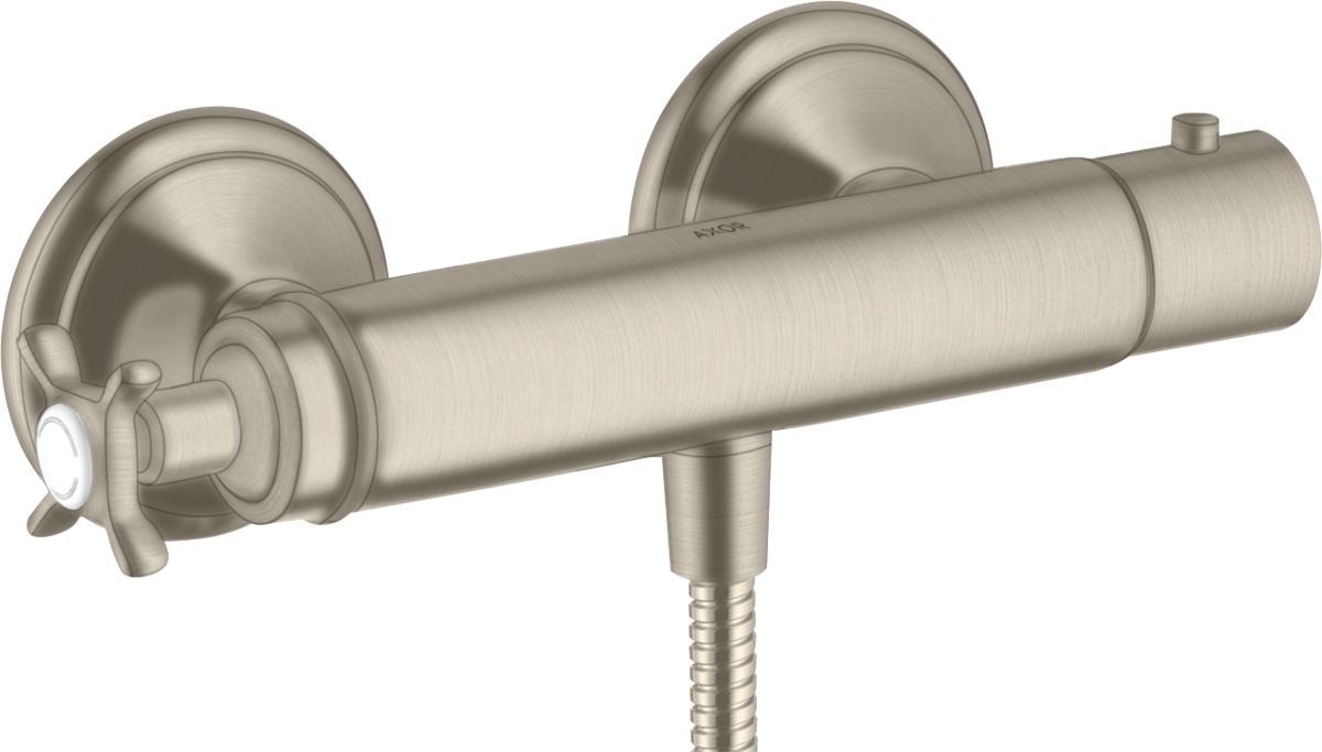 HANSGROHE AXOR Montreux Sprchový termostat s instalací na stěnu, s rukojetí ve tvaru kříže #16261820 - kartáčovaný nikl