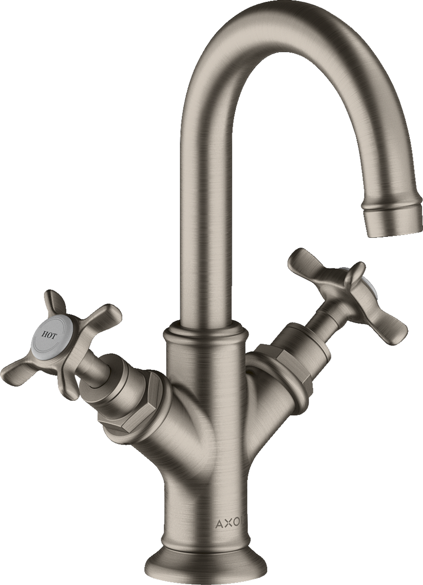 HANSGROHE AXOR Montreux 2-ruční umyvadlová baterie 160 s křížovými rukojeťmi pro umyvadlo s výsuvným odpadem #16505800 - nerezová ocel Optic