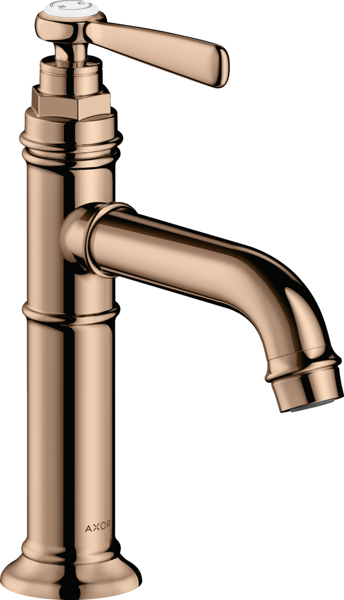 HANSGROHE Jednopáková umyvadlová baterie AXOR Montreux 100 s pákovou rukojetí a výsuvným odpadem #16516300 - leštěné červené zlato