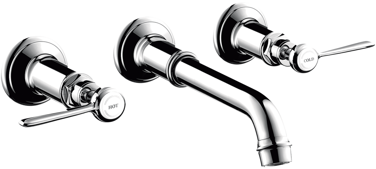HANSGROHE AXOR Montreux 3otvorová umyvadlová baterie pod omítku, montáž na stěnu, s výtokem 165 - 225 mm a s páčkovými rukojeťmi #16534000 - chrom
