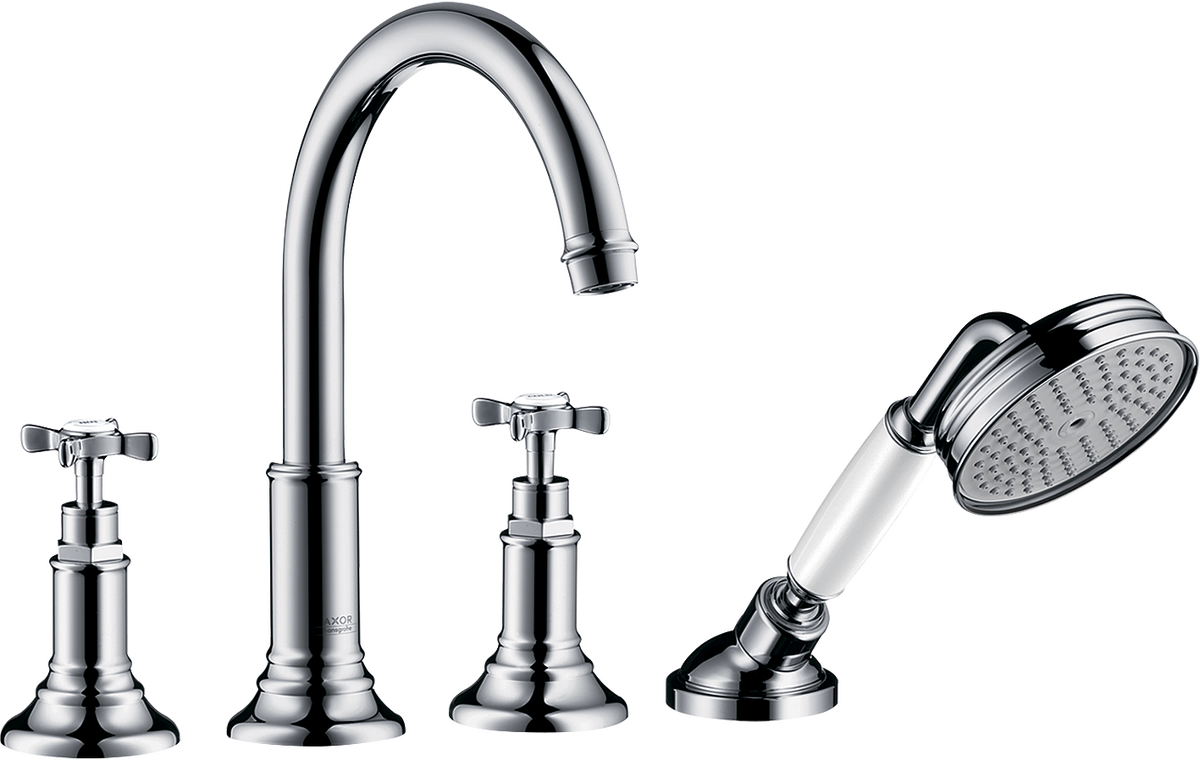 HANSGROHE AXOR Montreux 4-otvorová baterie na okraj dlaždice s křížovými rukojeťmi #16544140 - kartáčovaný bronz