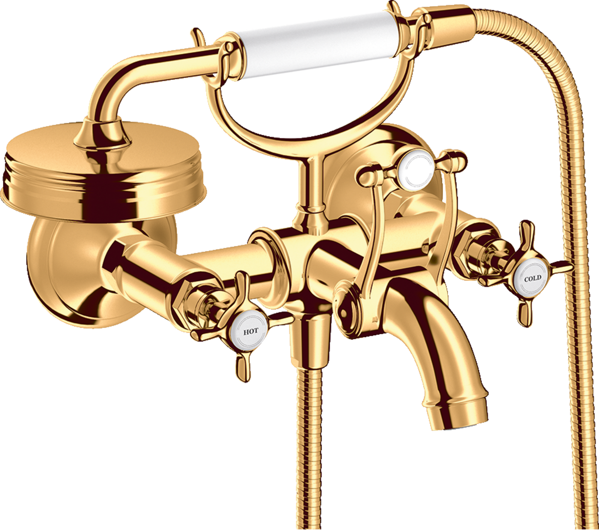 HANSGROHE AXOR Montreux 2páková vanová baterie na povrch s křížovými rukojeťmi #16540990 - Polished Gold Optic
