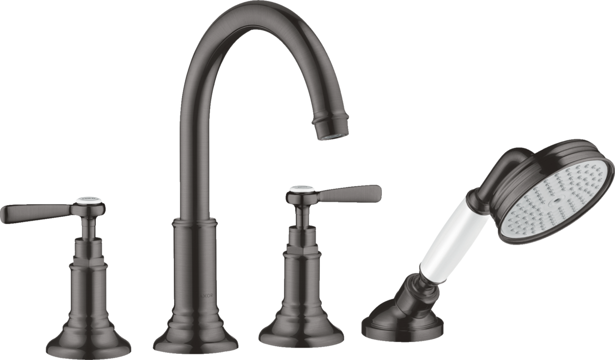 HANSGROHE AXOR Montreux 4otvorová baterie na okraj vany s páčkovými rukojeťmi #16550340 - kartáčovaný černý chrom