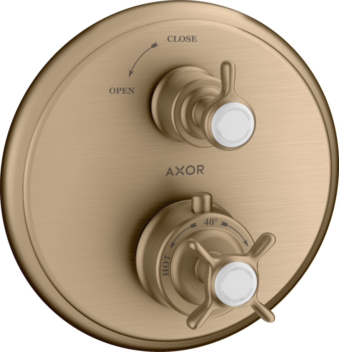 HANSGROHE Skrytý termostat AXOR Montreux s křížovou rukojetí a uzavíracím ventilem #16800140 - kartáčovaný bronz