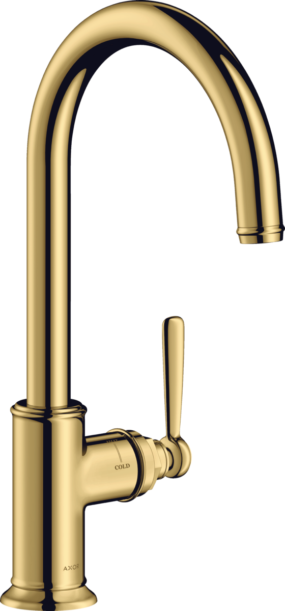 HANSGROHE Jednopáková kuchyňská baterie AXOR Montreux 260 s otočnou výpustí #16580990 - Polished Gold Optic