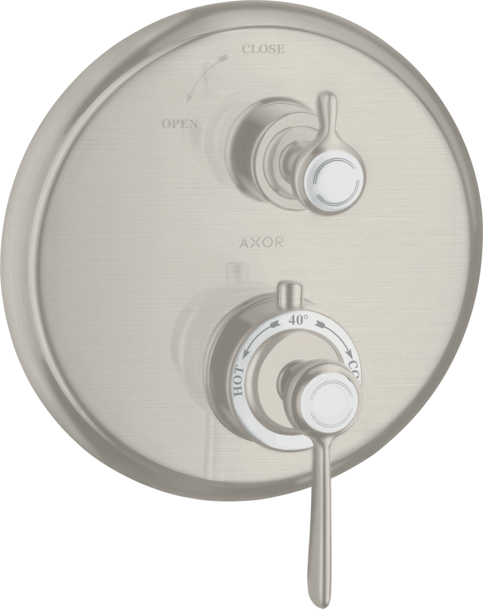 HANSGROHE Skrytý termostat AXOR Montreux s pákovou rukojetí a uzavíracím ventilem #16801800 - nerezová ocel Optic