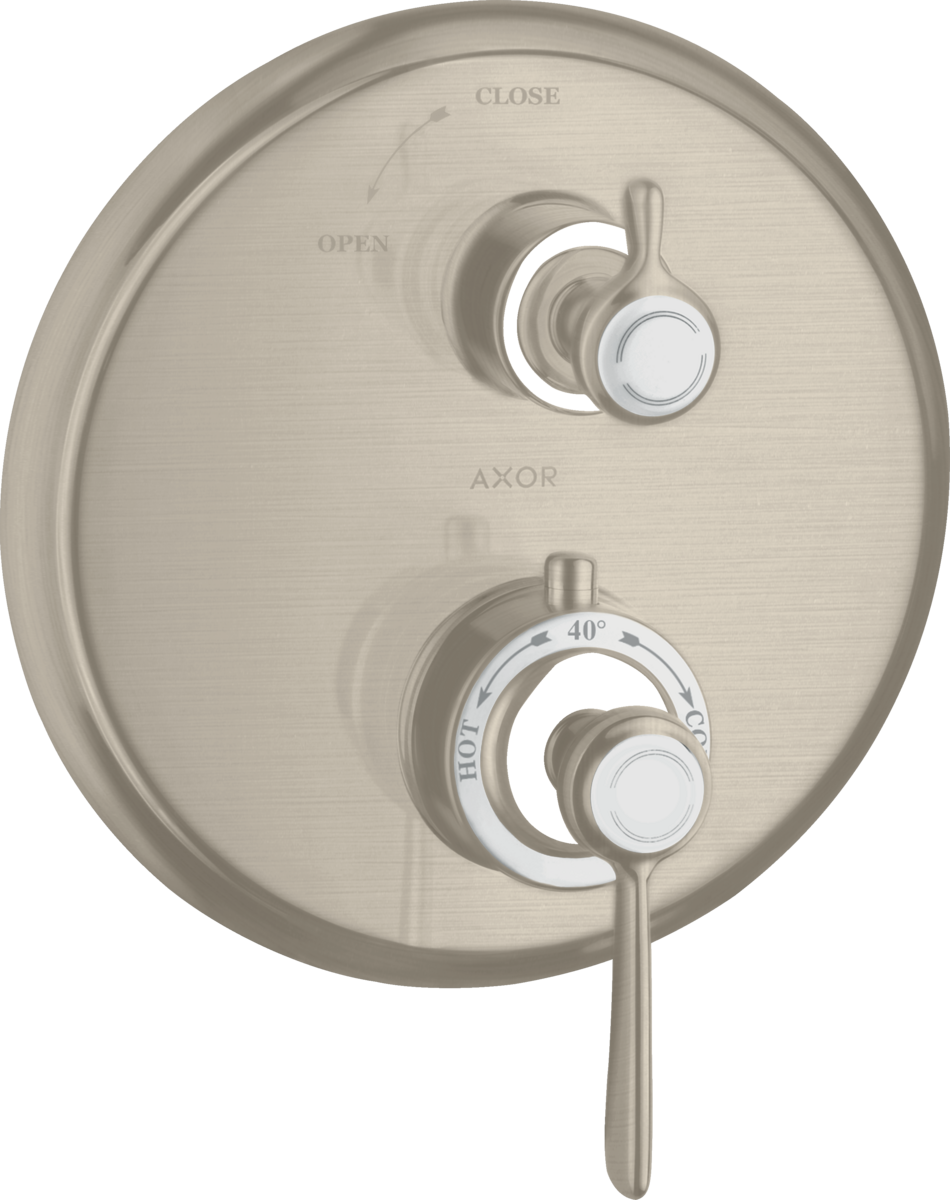 HANSGROHE AXOR Montreux Termostat s podomítkovou instalací, s páčkovou rukojetí a s uzavíracím ventilem #16801820 - kartáčovaný nikl