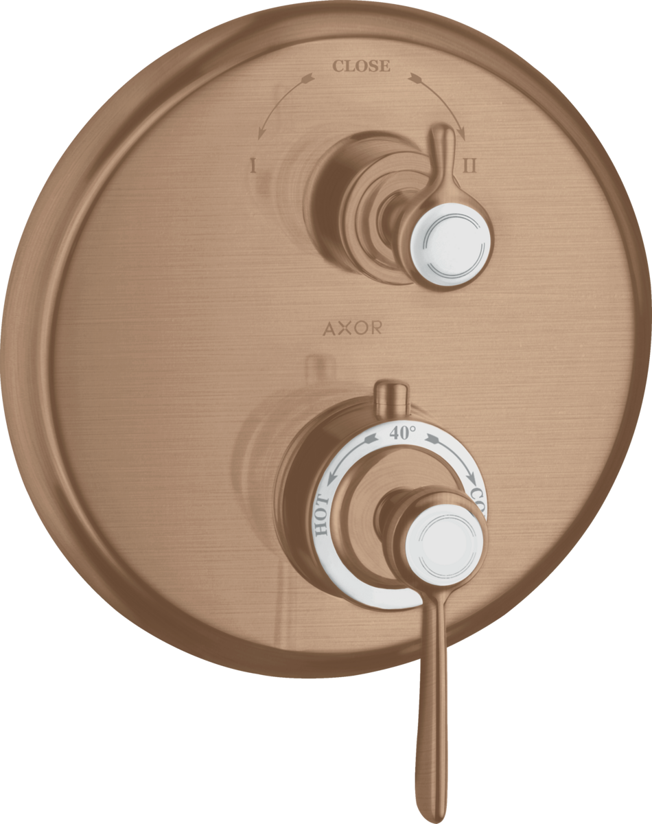 HANSGROHE Skrytý termostat AXOR Montreux s pákovou rukojetí a vypínacím a přepínacím ventilem #16821310 - Brushed Red Gold