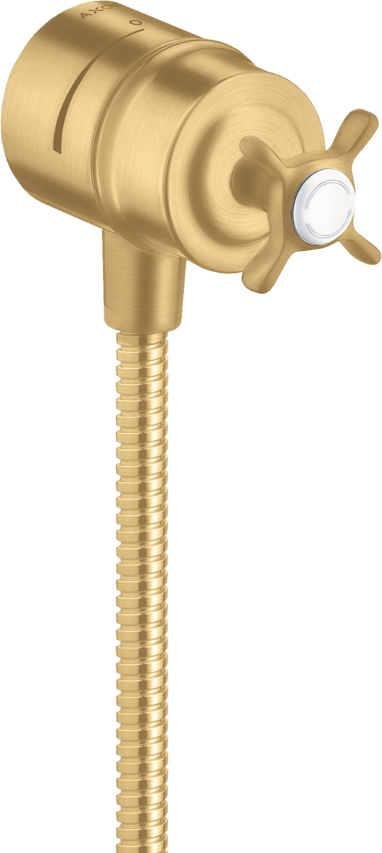 HANSGROHE Nástěnný uzávěr AXOR Montreux se zpětnou klapkou, uzavíracím ventilem a křížovou rukojetí #16882250 - Brushed Gold Optic